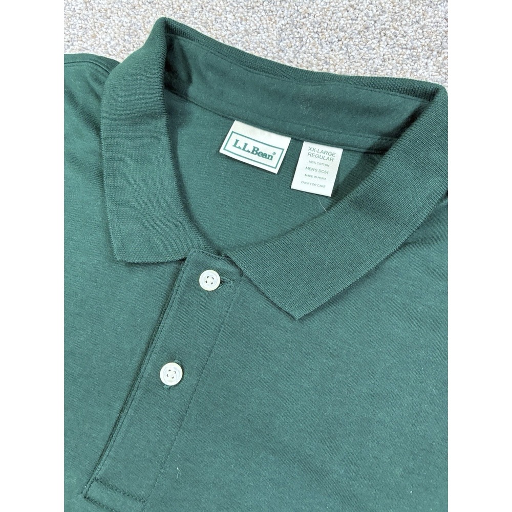 LL Bean Polo Shirt Mens XXL Green Vintage Retro Classic #0409
